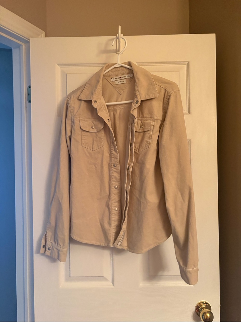 Tommy Hilfiger Beige Button-Up Shirt Jacket size small
